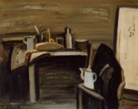 Roger de Coninck, "La cafetière bleue", 1996, Huile sur toile, 73 x 92 cm.